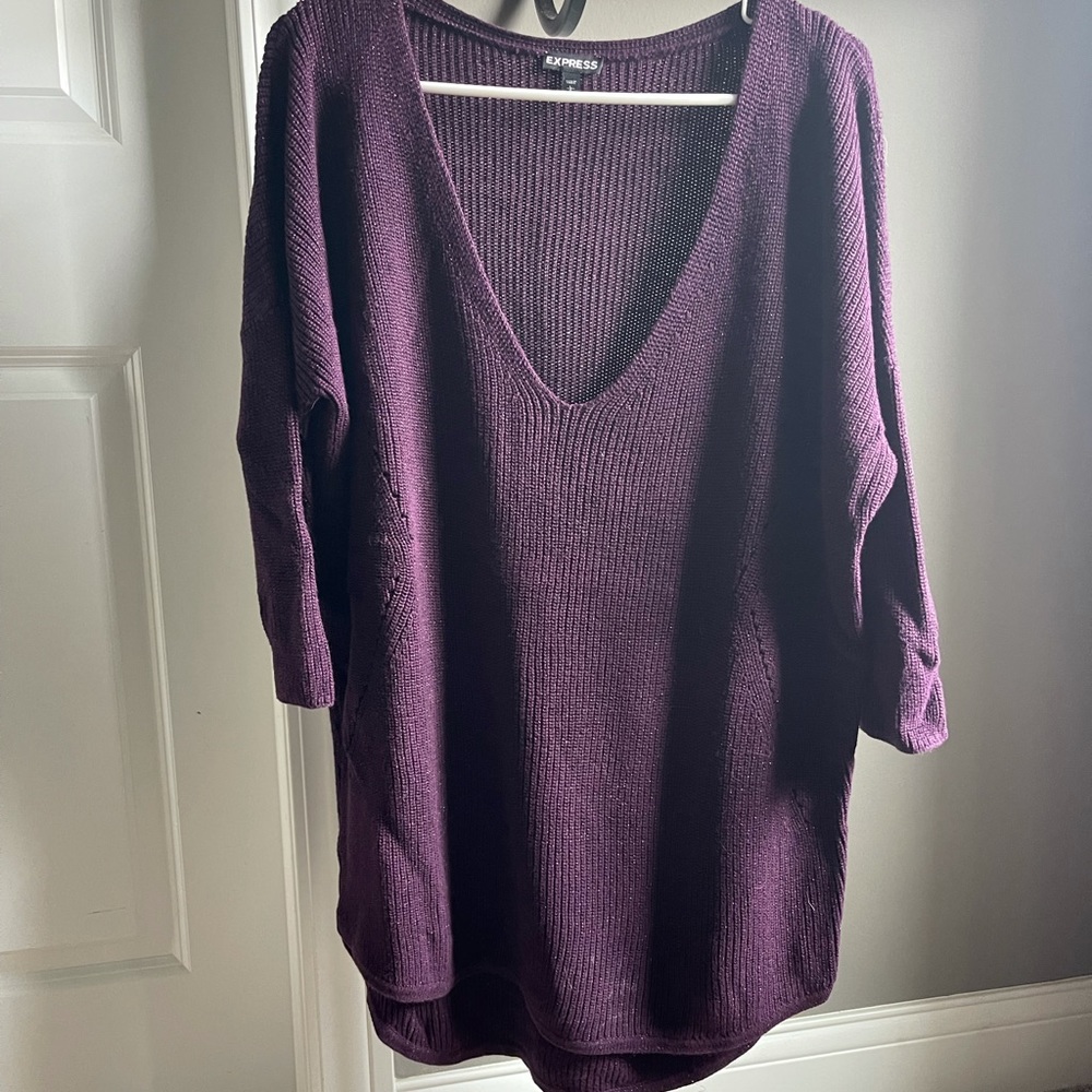 Express Purple Tunic Sweater Size Large